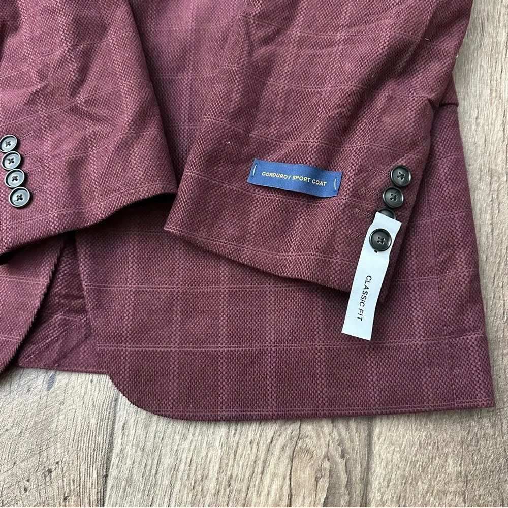 Stafford Sport Coat Classic Corduroy Sport Coat Blazer Men’s Sz 42 Reg Burgundy